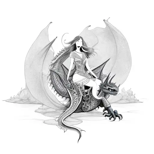 Woman Sitting On A Dragon