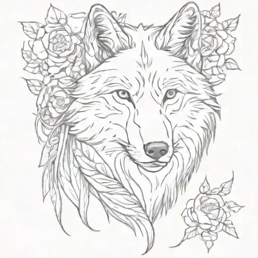 Wolf And Flowers Wrapped