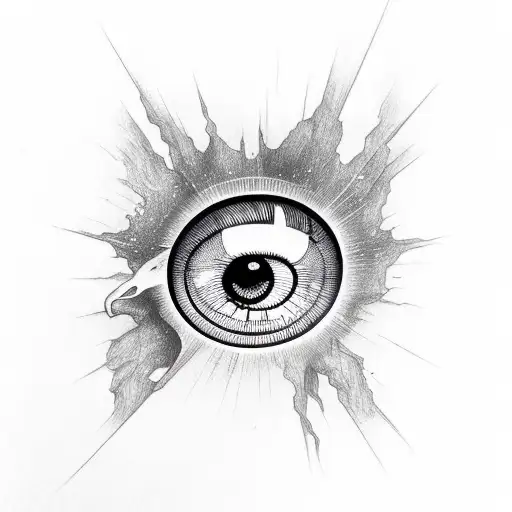 Illuminati Sign With Realistic Eye And Burning Book