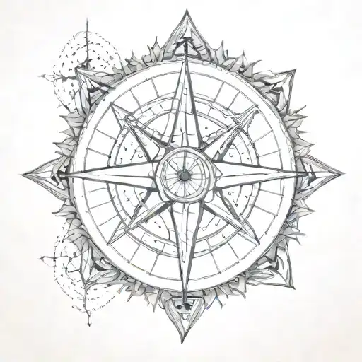 An Intricate Dotwork Compass Rose Symbolizing Freedom At Sea