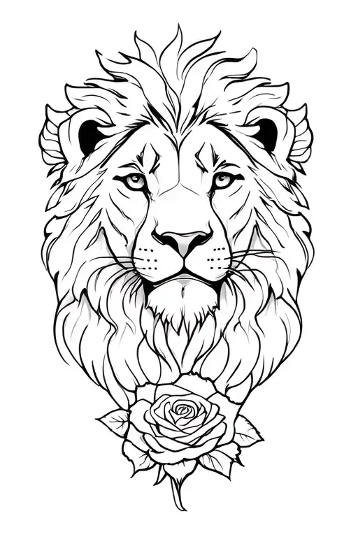 Lion And Rose Tattoo Featuring