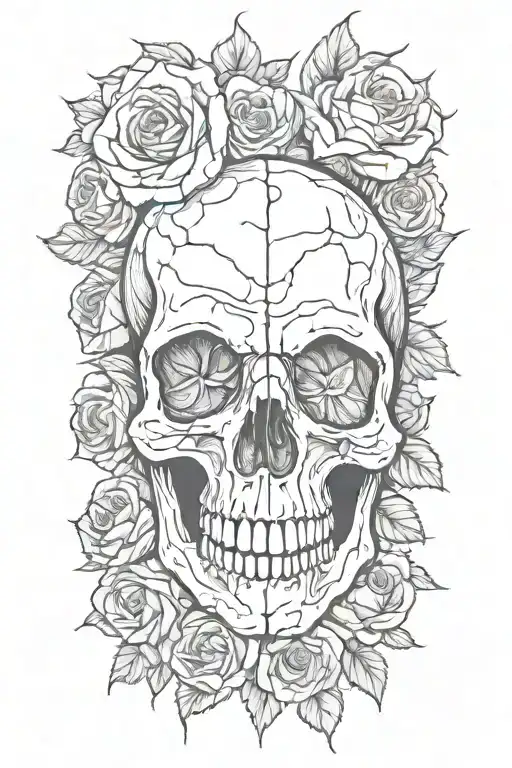 Skull Bleeding With Roses