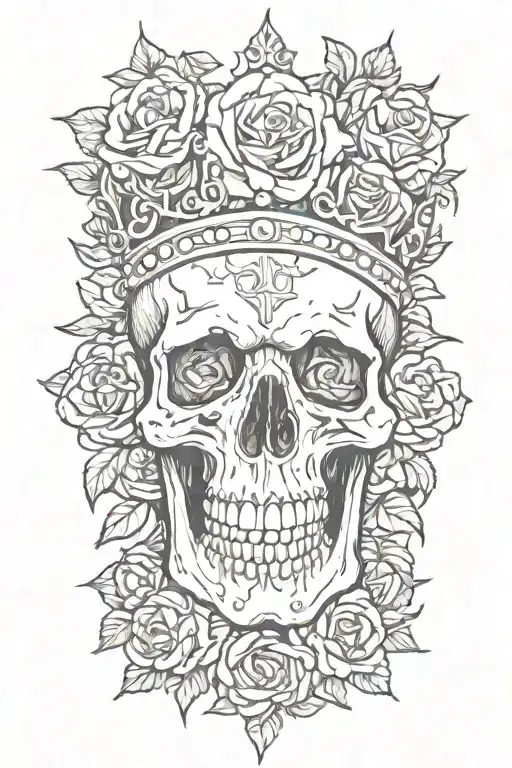 Skull Bleeding With Crown With Roses
