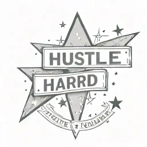 Black And Grey A Street Sign With The Words 'Hustle Hard' Surrounded By Stars