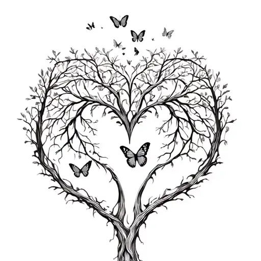 Tree Of Life Butterflies Heart