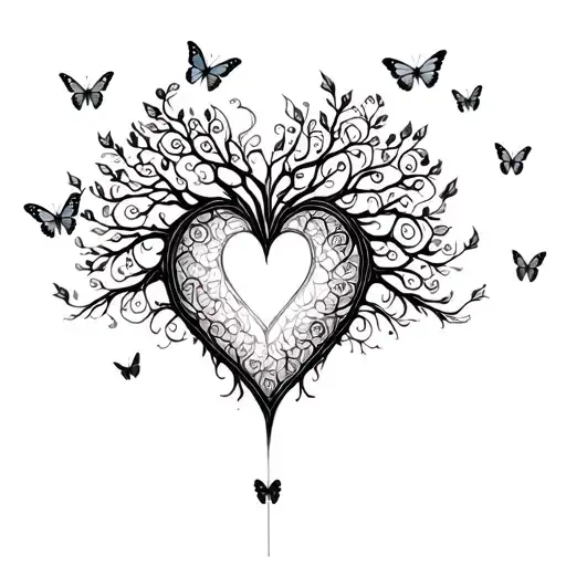 Tree Of Life Butterflies Heart