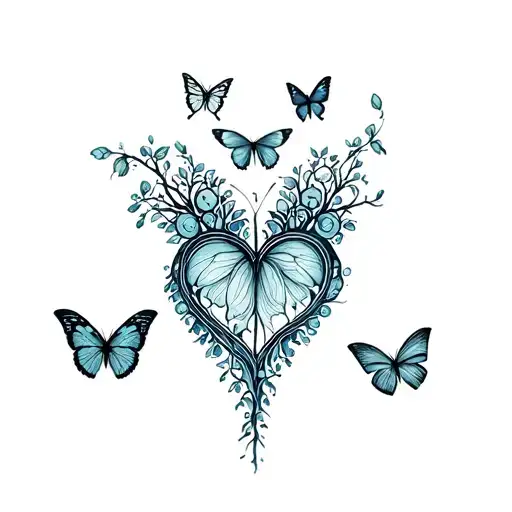 Tree Of Life Butterflies Heart