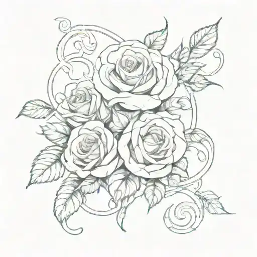 A Design Featuring The Word 'Love' Intertwined With Roses And Vines