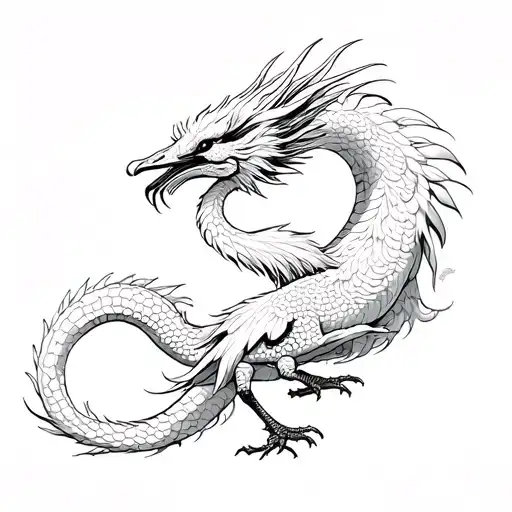 Japanese Crane And Dragon