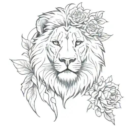Flower And Lion Head