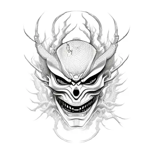 Hannya Mask Spider Web Cut In Half Blood