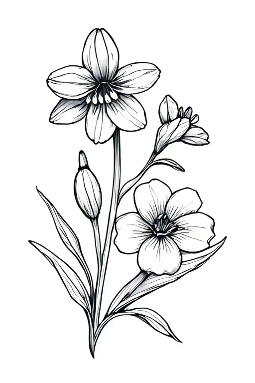 Fine Line Snowdrop And Primrose Flowers