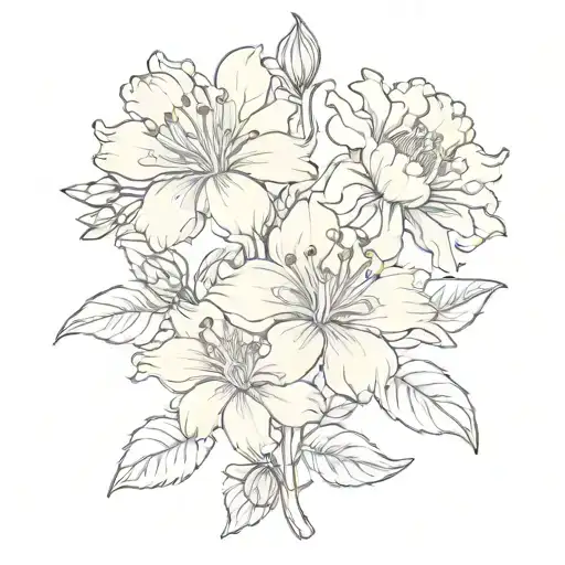 Honeysuckle Flowers Intertwined With Marigold Flower