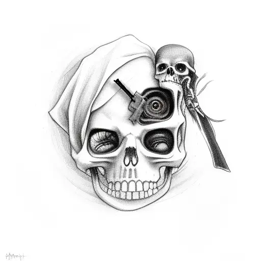 Half A Baby Face In A Clock Her Neck And The Grim Reaper