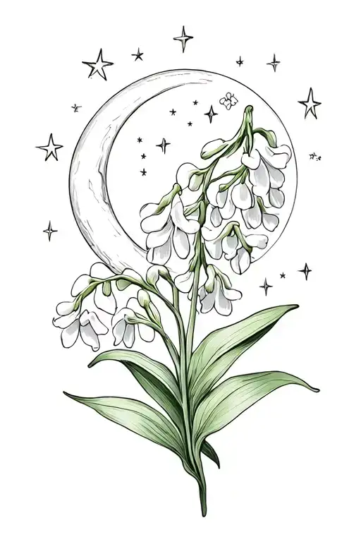 Lilly Of The Valley With Moon And Stars
