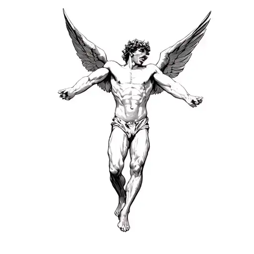Muscular Man Falling Icarus Falling From The Sky