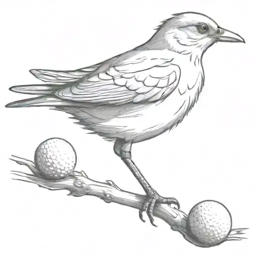 Bird Silhouettes From A Painting And Incorporates Golf Ball