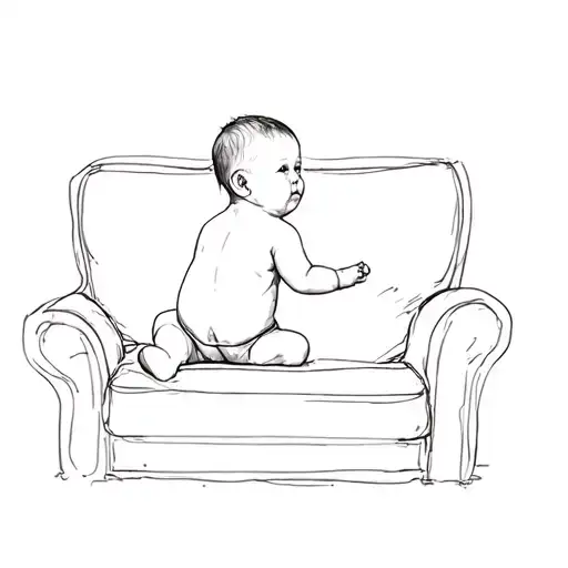A Baby Sitting On A Couch