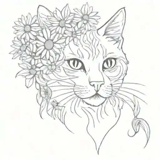 Cat And Daisies