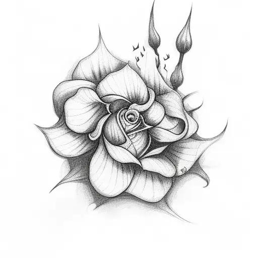 Death Flower With Dark Calligraphy