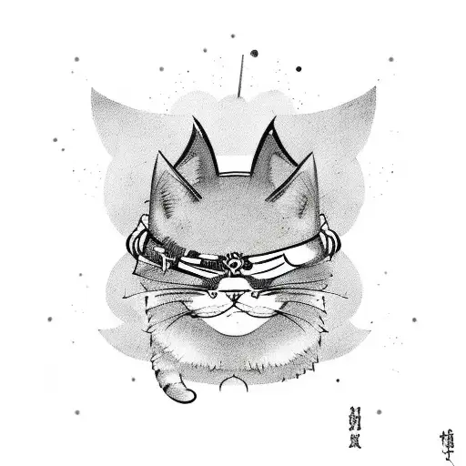 Samurai Cat With Chopper Bike