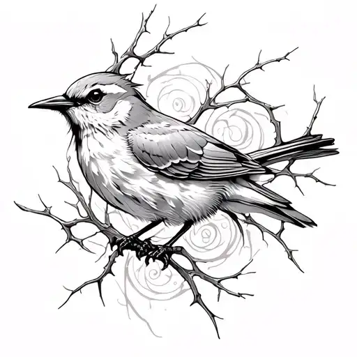 Bird Entangled Thorns