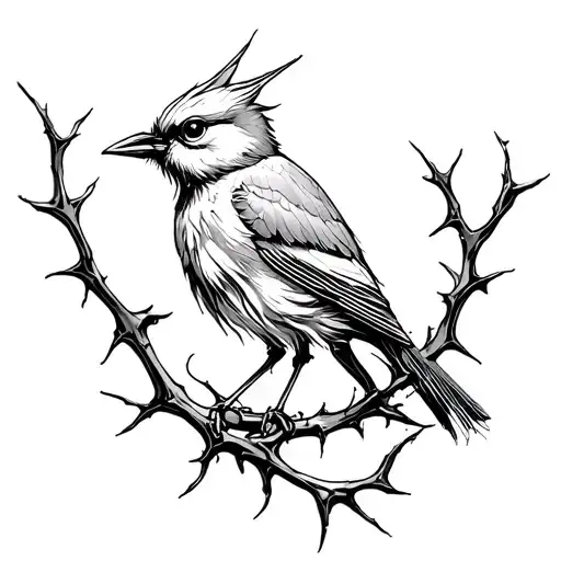 Bird Entangled Thorns Wrapped