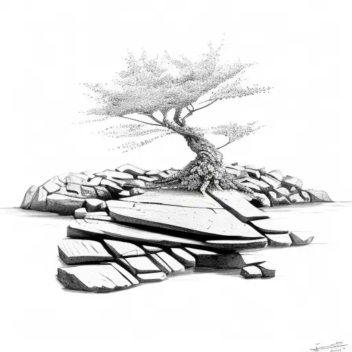 Stairway Tree On Rocks