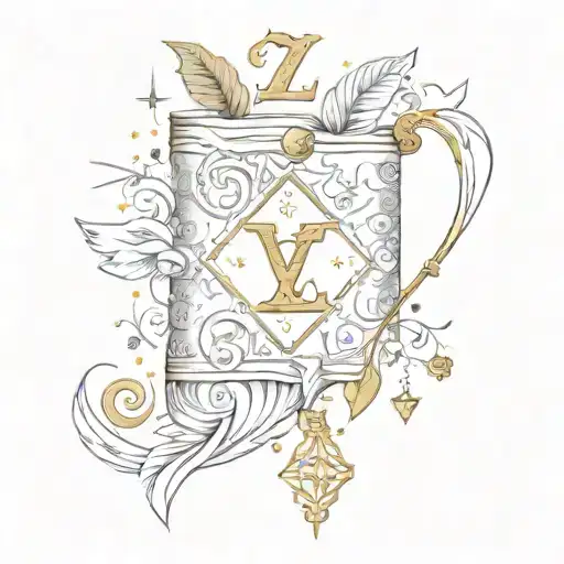 A Louis Vuitton Inspired Tattoo Featuring Gold Accents And Scriptures From The Bible