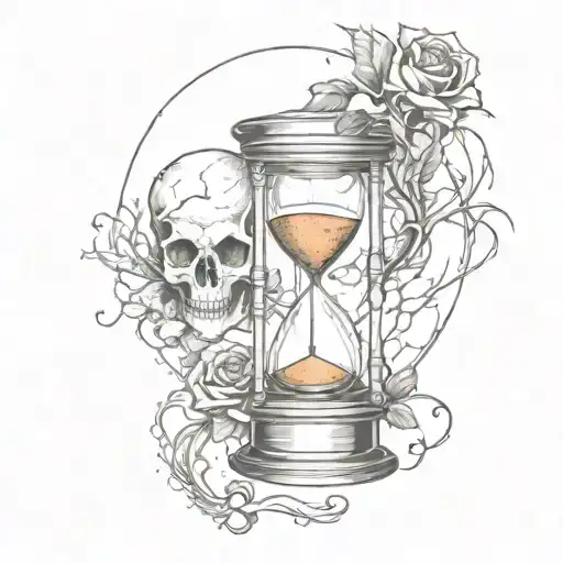 Emo Inspired Hourglass With Skull Showing Running Out Of Time