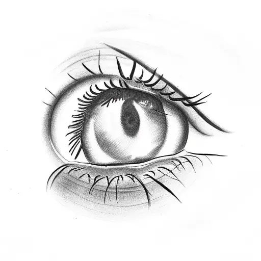 Female Eye With An Orchid Around It