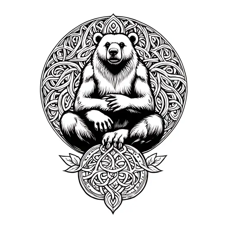 Celtic Bear With Cardinal Sitting On Bears Paw