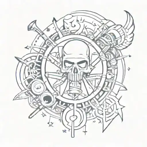 A Tattoo Design Featuring A Mix Of Hiphop And Rock Music Elements Intertwined With Freedom Symbols