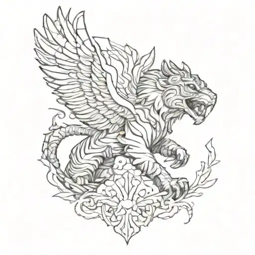 An Intricate Design Featuring A Tiger And Eagle Locked In A Fierce Battle