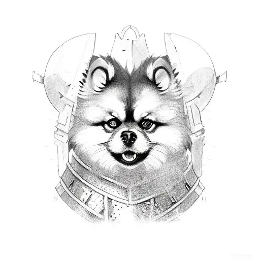 Pomerian Dog With Armor