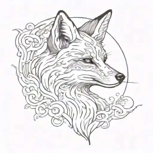 Fox With Moon And Water And Fire