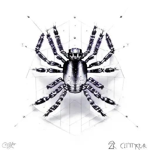 Cyber Y2k Metallic Spider With Purple Webs