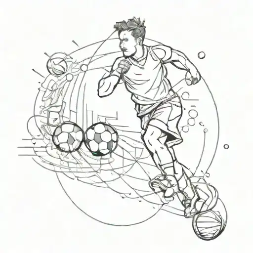 Incorporate Symbols Of Sports And Travel Into A Unique And Abstract Tattoo Design