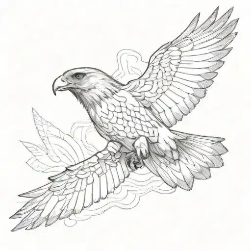 Hawk Flying With Design