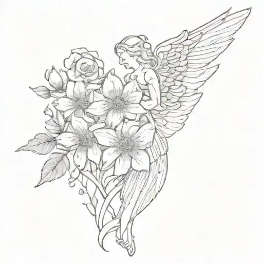 January Birth Flower With Angels Wings