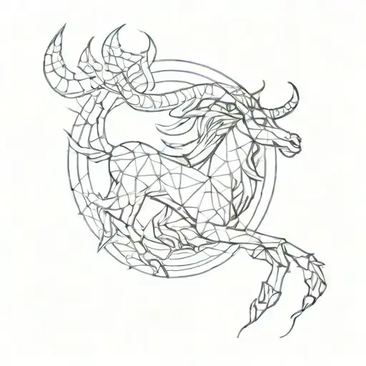 A Geometric Interpretation Of The Capricorn Zodiac Sign Incorporating Paintbrush Strokes