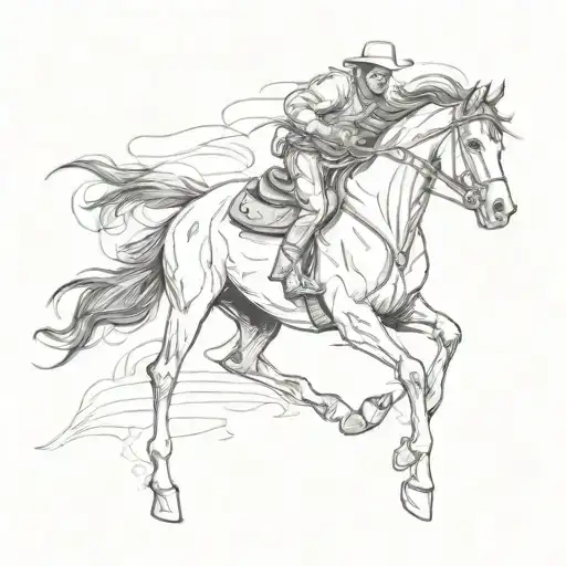 Cowboy Western Horse Running Fast Bucking