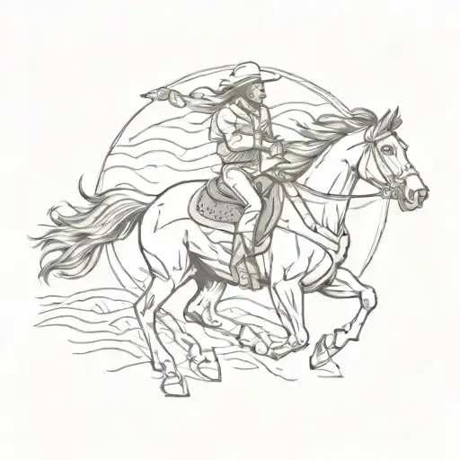 Southwestern Cowboy Running Horse