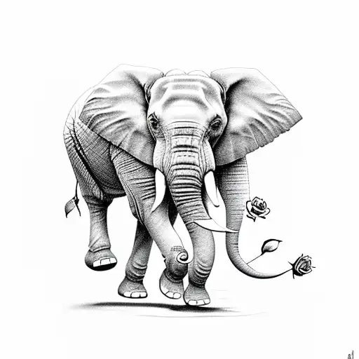 Elephant And Roses
