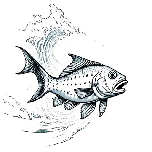 Fish Under Surfing Waves Off Coast Of Southern California