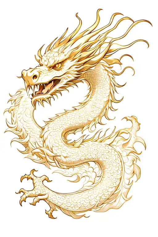 Chinese Dragon Fine Line Gold Ink