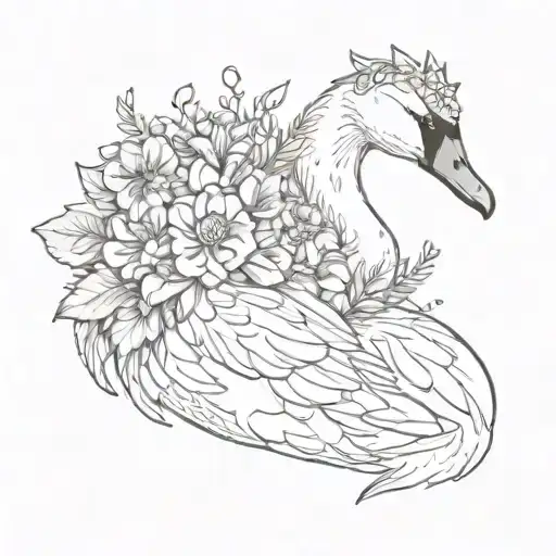 Swan Wearing Flower Crown