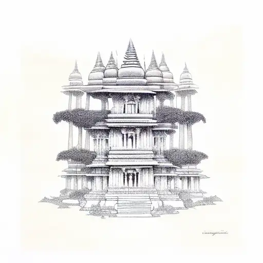 Indian Jungle With A Temple