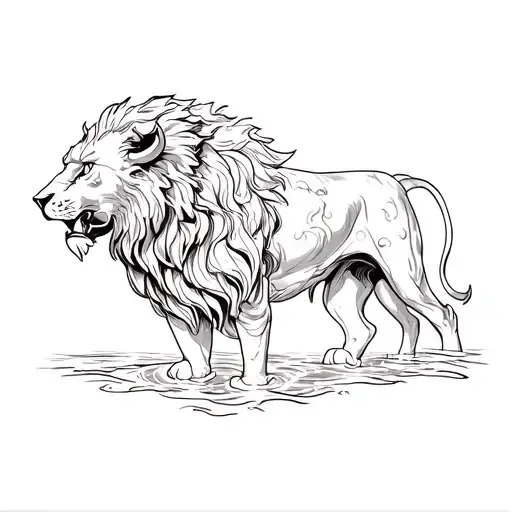 Bull In Fire Lion In Water