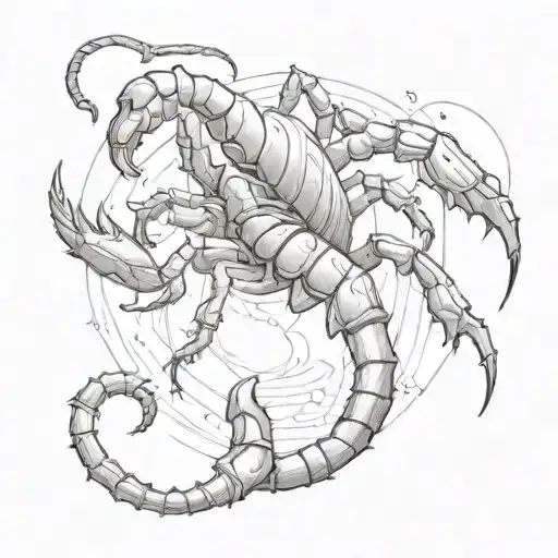 A Sketch Style Tattoo Of A Scorpion Crawling Over The Number 777